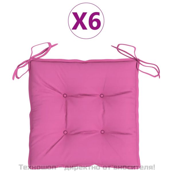 Възглавници за столове 6 бр розови 50x50x7 см Оксфорд плат
