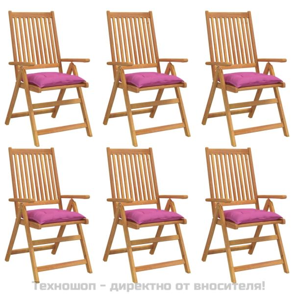 Възглавници за столове 6 бр розови 50x50x7 см Оксфорд плат