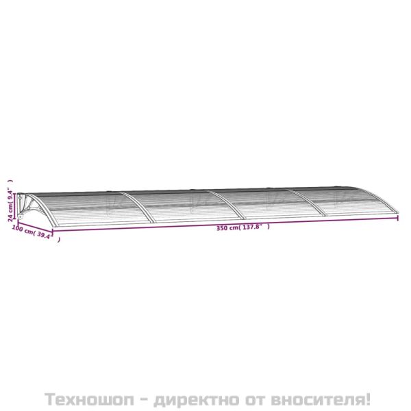 Сенник за врата, черен, 350x100 см, поликарбонат