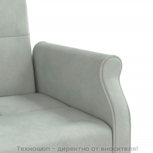 Разтегателен диван с възглавници, светлосив, кадифе