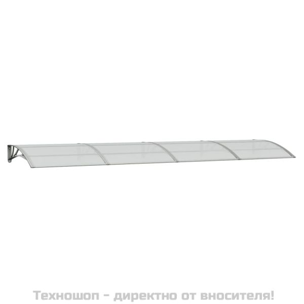 Сенник за врата, сив, 400x100 см, поликарбонат