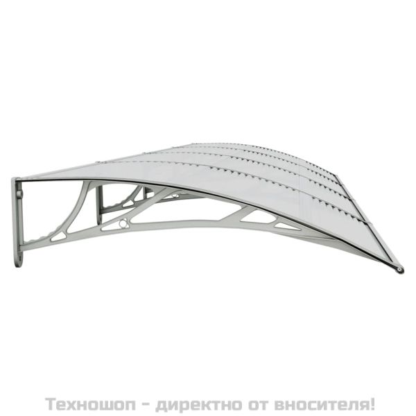 Сенник за врата, сив, 400x100 см, поликарбонат
