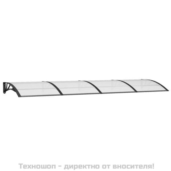 Навес за врата, черен, 350x100 см, поликарбонат