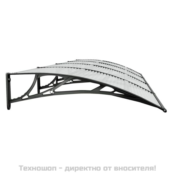 Навес за врата, черен, 350x100 см, поликарбонат
