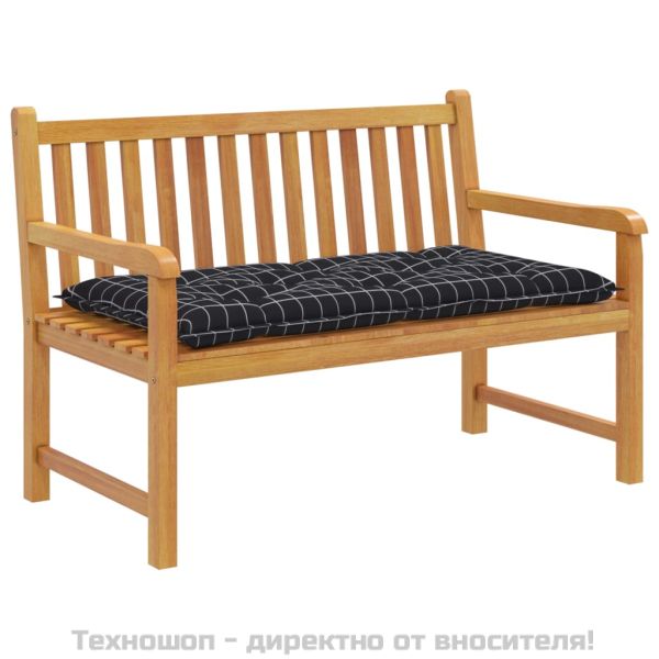 Възглавница за пейка черно каре 100x50x7 см оксфорд плат