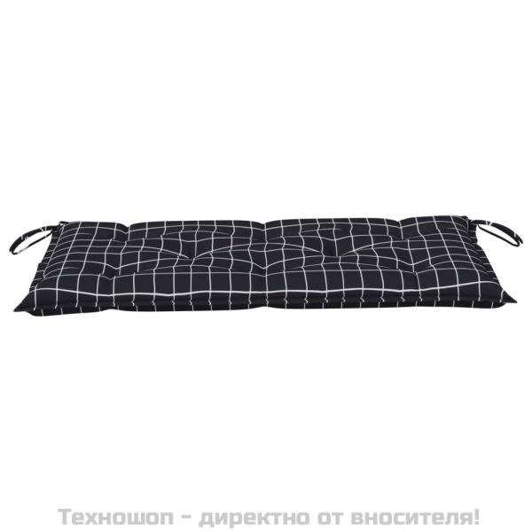 Възглавница за пейка черно каре 100x50x7 см оксфорд плат