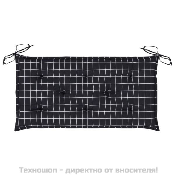 Възглавница за пейка черно каре 100x50x7 см оксфорд плат