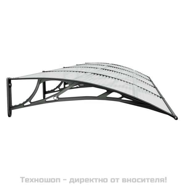 Навес за врата, черен, 400x100 см, поликарбонат