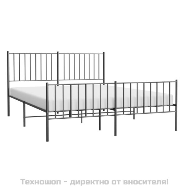 Метална рамка за легло с горна и долна табла, черна, 140x200 см