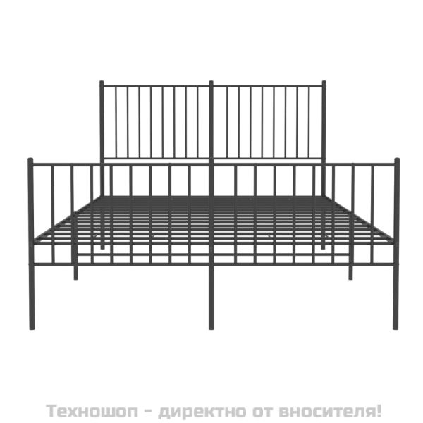 Метална рамка за легло с горна и долна табла, черна, 140x200 см