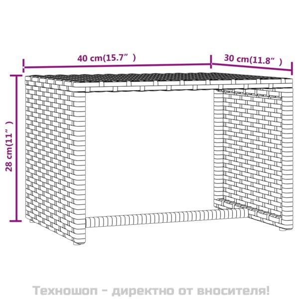Шезлонги, 2 бр, с маса, сиви, полиратан