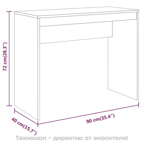 Бюро, опушен дъб, 90x40x72 см, инженерно дърво