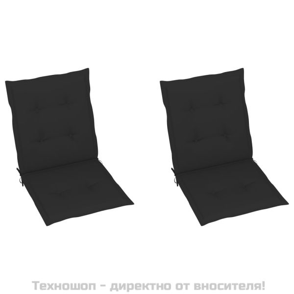 Възглавници за столове 2 бр черни 100x50x3 см Оксфорд плат