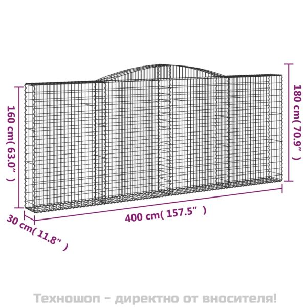 Дъговидна габионна кошница 400x30x160/180 см поцинковано желязо