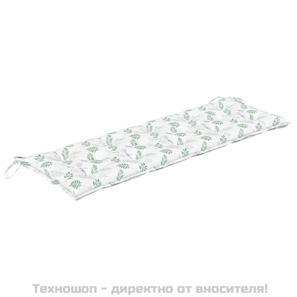 Възглавница за градинска пейка с листа 150x50x7 см оксфорд плат