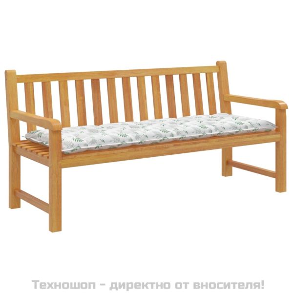 Възглавница за градинска пейка с листа 150x50x7 см оксфорд плат