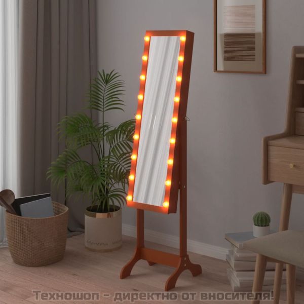 Стоящо огледало с LED, 34x37x146 см