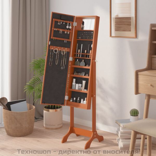 Стоящо огледало с LED, 34x37x146 см