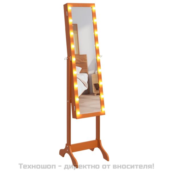 Стоящо огледало с LED, 34x37x146 см