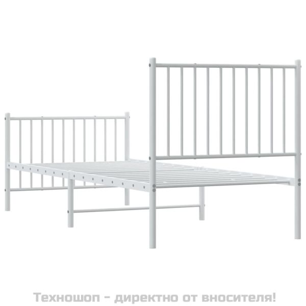 Метална рамка за легло с горна и долна табла, бяла, 80x200 см