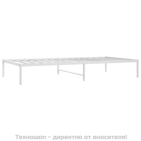 Метална рамка за легло, бяла, 100x200 см