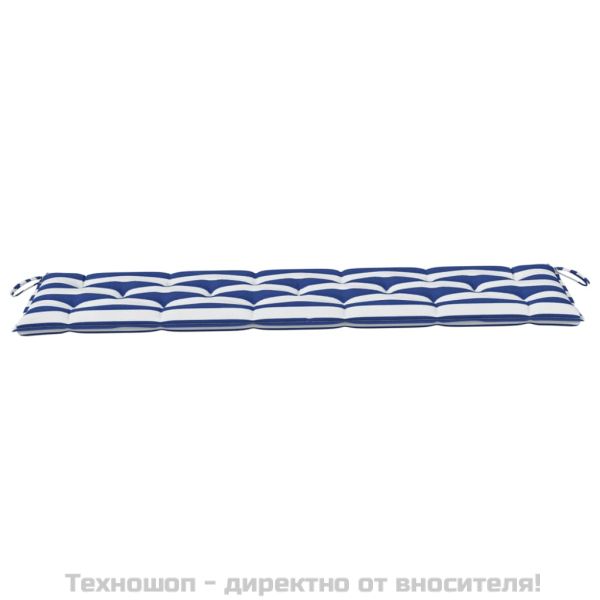 Възглавница за пейка синьо и бяло райе 180x50x7 см оксфорд плат