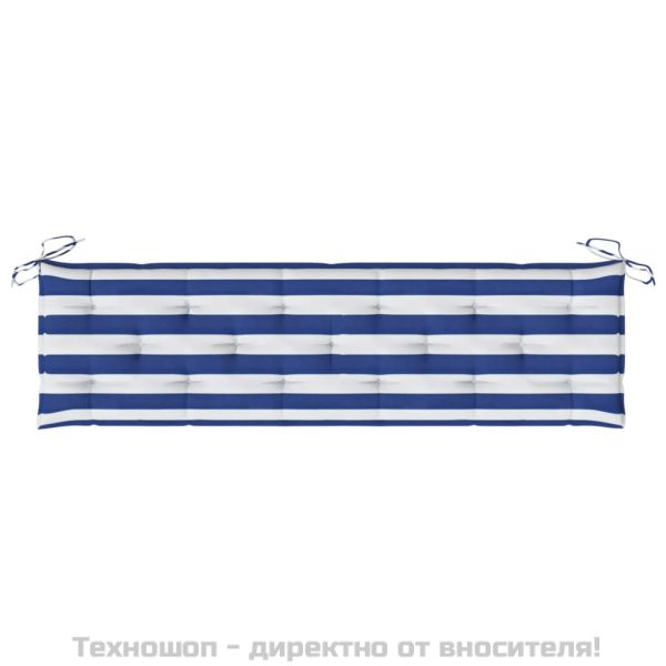 Възглавница за пейка синьо и бяло райе 180x50x7 см оксфорд плат
