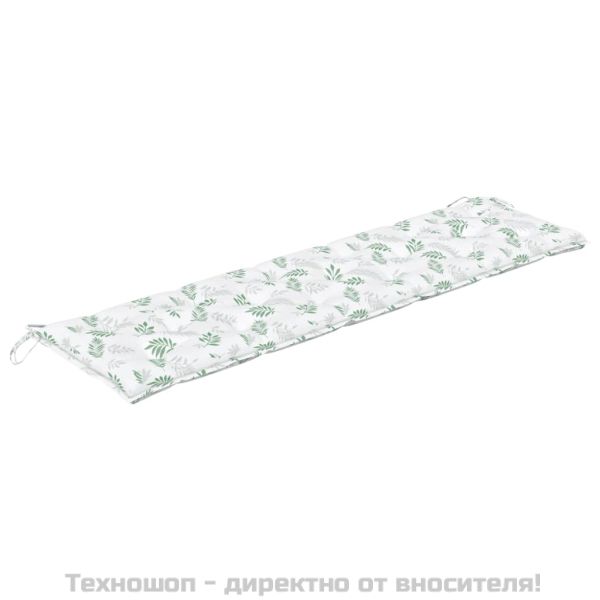Възглавница за градинска пейка с листа 180x50x7 см оксфорд плат