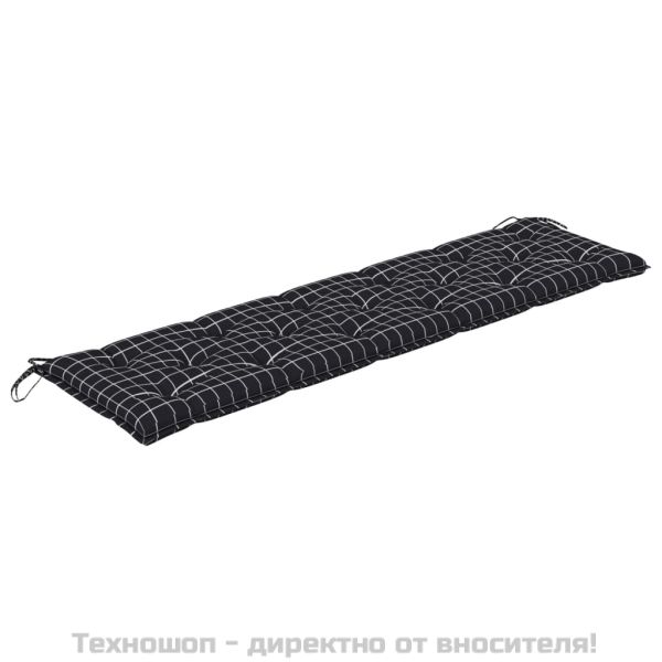 Възглавница за пейка черно каре 180x50x7 см оксфорд плат