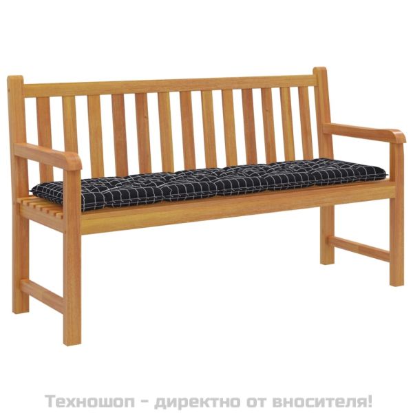 Възглавница за пейка черно каре 180x50x7 см оксфорд плат