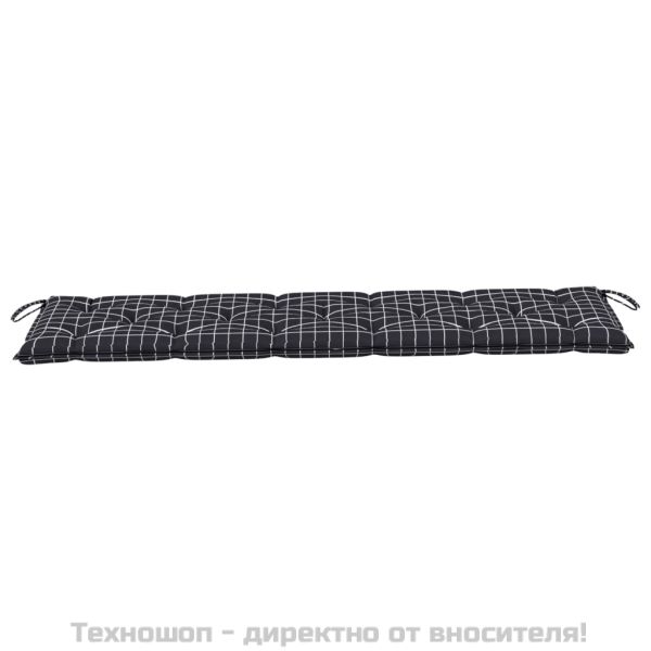 Възглавница за пейка черно каре 180x50x7 см оксфорд плат