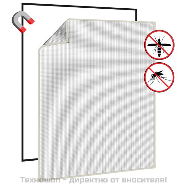 Магнитна мрежа против насекоми за прозорци, бяла, 100x120 см