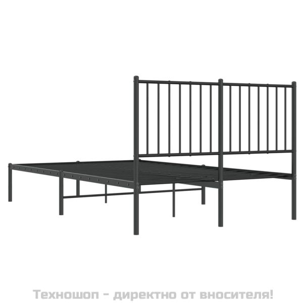 Метална рамка за легло с горна табла, черна, 120x190 см