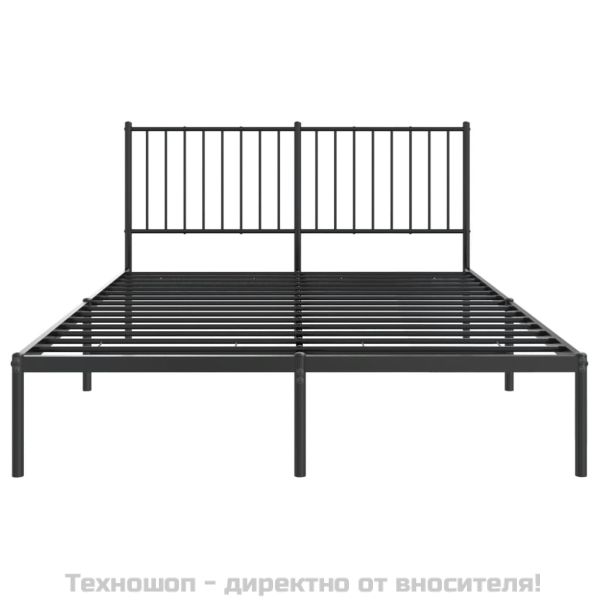 Метална рамка за легло с горна табла, черна, 135x190 см