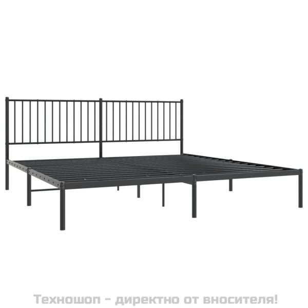 Метална рамка за легло с горна табла, черна, 193x203 см