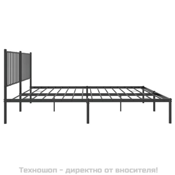 Метална рамка за легло с горна табла, черна, 150x200 см