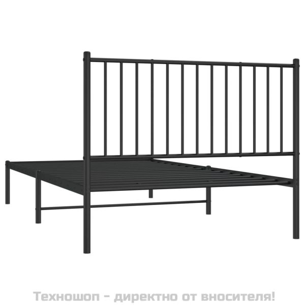 Метална рамка за легло с горна табла, черна, 107x203см