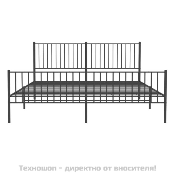 Метална рамка за легло с горна и долна табла, черна, 183x213 см