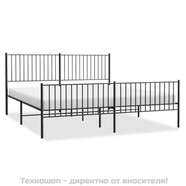 Метална рамка за легло с горна и долна табла, черна, 193x203 см