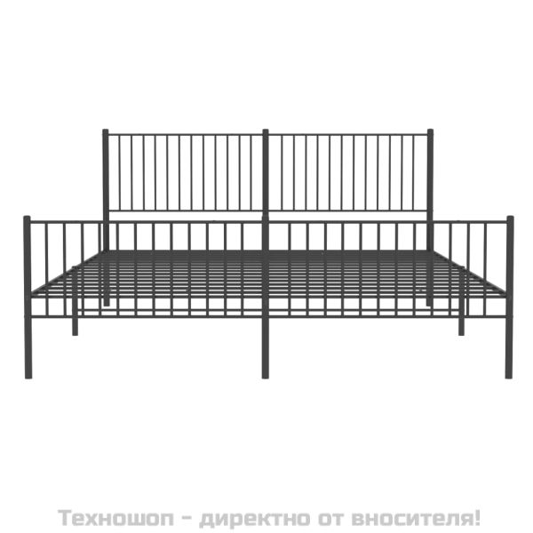Метална рамка за легло с горна и долна табла, черна, 193x203 см