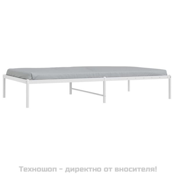 Метална рамка за легло, бяла, 100x190 см