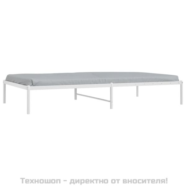 Метална рамка за легло, бяла, 107x203 см