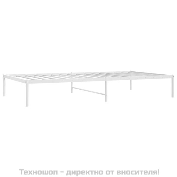 Метална рамка за легло, бяла, 107x203 см