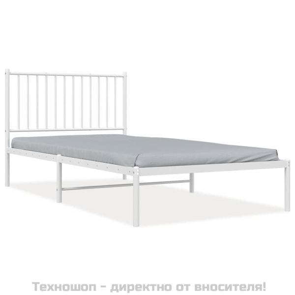 Метална рамка за легло с горна табла, черна, 100x200 см