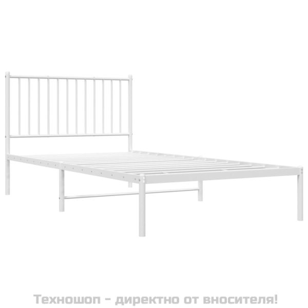 Метална рамка за легло с горна табла, черна, 100x200 см