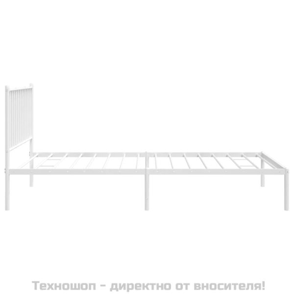 Метална рамка за легло с горна табла, черна, 100x200 см