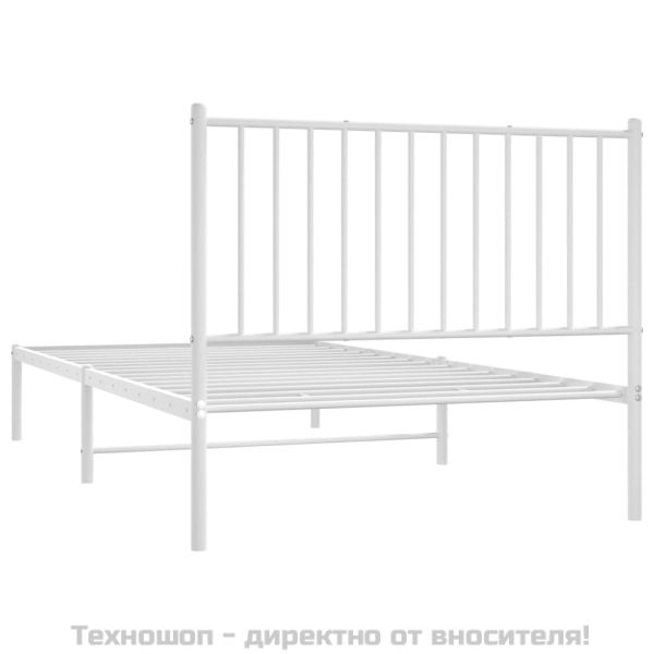 Метална рамка за легло с горна табла, черна, 100x200 см