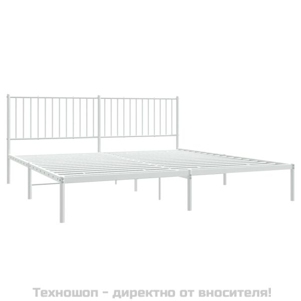 Метална рамка за легло с горна табла, черна, 193x203 см