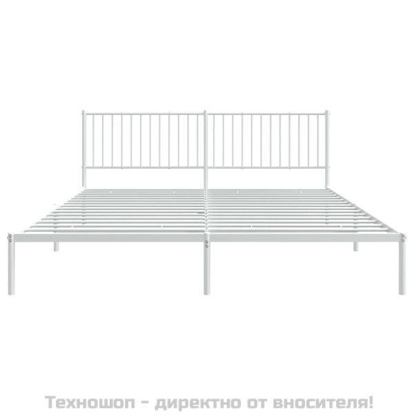 Метална рамка за легло с горна табла, черна, 193x203 см