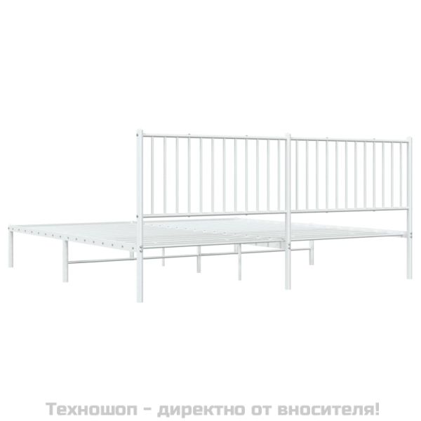 Метална рамка за легло с горна табла, черна, 193x203 см